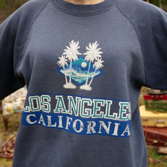 Vintage 90s Crewneck Sweatshirt LA Los Angeles California 1990s Thrift - Picture 2 of 7